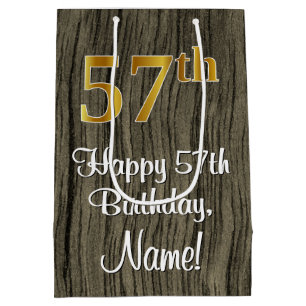 57e verjaardag: Elegant Faux Gold Look #, Faux Woo Medium Cadeauzakje