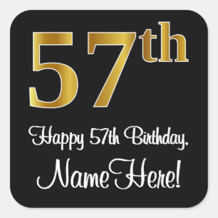 57e verjaardag - Elegant luxe Faux Gold-look # Vierkante Sticker