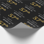 57e verjaardag: Elegant, zwart, Faux Gold look Cadeaupapier (Hoek)