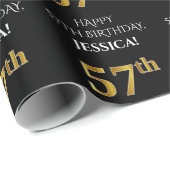 57e verjaardag: Elegant, zwart, Faux Gold look Cadeaupapier (Rol Hoek)