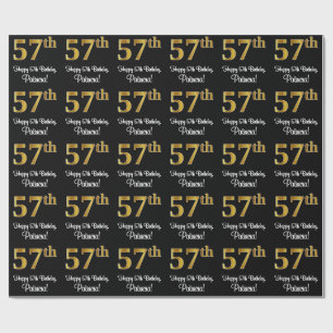 57e verjaardag: Elegante luxe faux gouden look # Cadeaupapier