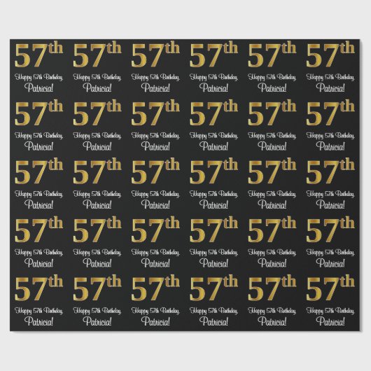 57e verjaardag: Elegante luxe faux gouden look # Cadeaupapier (Vlak)