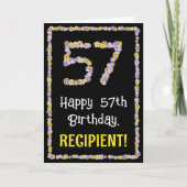 57e verjaardag: Floral Flowers Number, Custom Name Kaart (Voorkant)