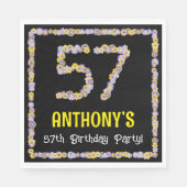 57e verjaardag: Floral Flowers Number, Custom Name Servet (Voorkant)
