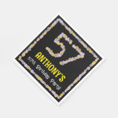 57e verjaardag: Floral Flowers Number, Custom Name Servet (Hoek)