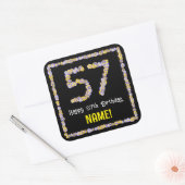57e verjaardag: Floral Flowers Number, Custom Name Vierkante Sticker (Envelop)