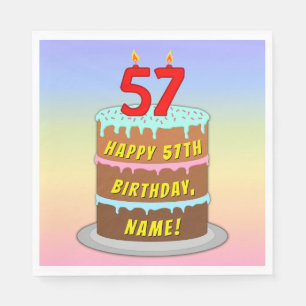 57e verjaardag: Fun Cake and Candles + Custom Name Servet