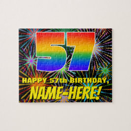 57e verjaardag: Fun, Colorful Celebratory Firework Legpuzzel