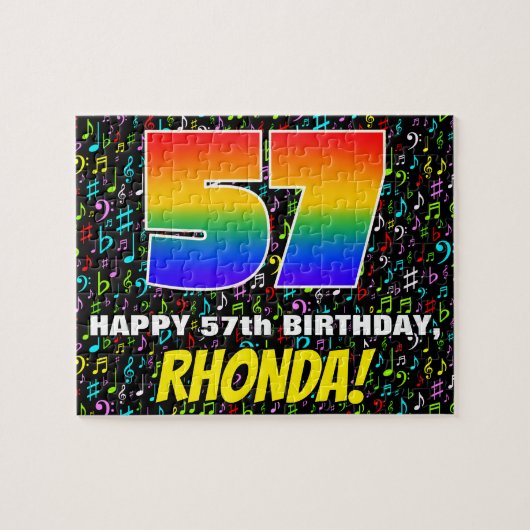 57e verjaardag — Fun, Colorful Music Symbols & "57 Legpuzzel (Horizontaal)