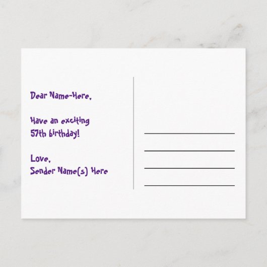 57e verjaardag: Fun Hearts Pattern, Rainbow 57 Briefkaart (Achterkant)