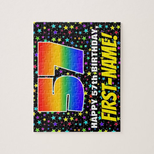 57e verjaardag — Fun, kleurrijk Star Field Pattern Legpuzzel (Verticaal)