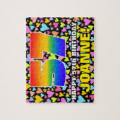 57e verjaardag — Fun, liefhebbende hartvormen + "5 Legpuzzel (Verticaal)