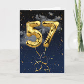 57e verjaardag Gold Mylar ballon en Confetti Card Kaart (Voorkant)