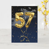 57e verjaardag Gold Mylar ballon en Confetti Card Kaart (Gele Bloem)