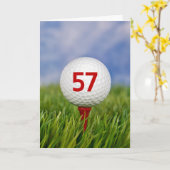 57e verjaardag Golfbal op rood T-shirt Kaart (Gele Bloem)