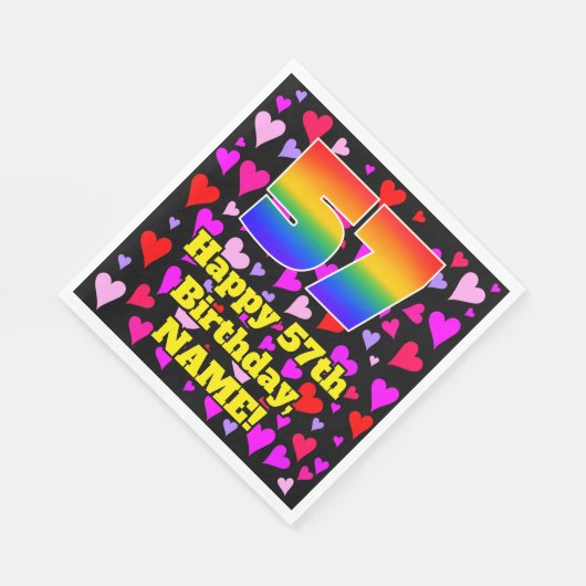 57e verjaardag: Heatpatroon liefhebbend, regenboog Servet (Hoek)