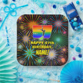 57e verjaardag: Kleurrijk, gevierd vuurwerk Papieren Bordje (Feest)