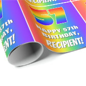 57e verjaardag: kleurrijk, vun regenboogpatroon # cadeaupapier (Rol Hoek)