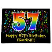 57e verjaardag - Kleurrijke muzieksymbolen, Rainbo Groot Cadeauzakje (Voorkant)