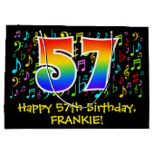 57e verjaardag - Kleurrijke muzieksymbolen, Rainbo Groot Cadeauzakje (Achterkant)