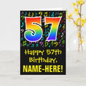 57e verjaardag: kleurrijke muzieksymbolen + regenb kaart (Gele Bloem)