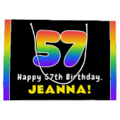 57e verjaardag: kleurrijke regenboog # 57, Naam va Groot Cadeauzakje (Achterkant)