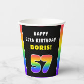 57e verjaardag: kleurrijke regenboog # 57, Naam va Papieren Bekers (Voorkant)