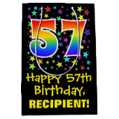 57e verjaardag: Kleurrijke Sterren Patroon & Regen Medium Cadeauzakje (Voorkant)