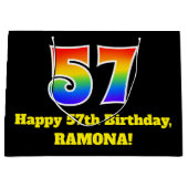 57e verjaardag ~ Leuk, Kleurrijk, Levendig, Regenb Groot Cadeauzakje (Voorkant)