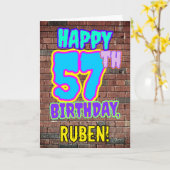 57e verjaardag - Leuk, Urban Graffiti geïnspireerd Kaart (Gele Bloem)