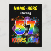 57e verjaardag - Leuk vuurwerk, Rainbow Look "57" Briefkaart (Voorkant)
