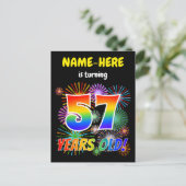 57e verjaardag - Leuk vuurwerk, Rainbow Look "57" Briefkaart (Staand voorkant)