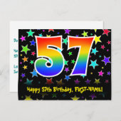 57e verjaardag: Leuke sterrenprint, Regenboog 57,  Briefkaart (Voorkant / Achterkant)