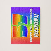 57e verjaardag — Meerkleurig regenboogpatroon "57" Legpuzzel (Verticaal)