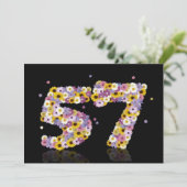 57e verjaardag, met bloembranen kaart (Staand voorkant)