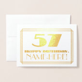 57e verjaardag; naam + Art Deco geïnspireerd look  Folie Kaarten (Voorkant met envelop)