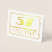 57e verjaardag; naam + Art Deco geïnspireerd look  Folie Kaarten (Voorkant)
