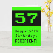 57e verjaardag: Nerdy / Geeky Style "57" en naam Kaart (Gele Bloem)