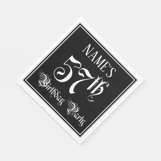 57e verjaardag Partij — Fancy Manuscript + de Naam Servet (Hoek)