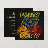 57e verjaardag partijuitnodiging met vuurwerk kaart (Voorkant / Achterkant)