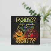 57e verjaardag partijuitnodiging met vuurwerk kaart (Staand voorkant)