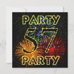 57e verjaardag partijuitnodiging met vuurwerk kaart