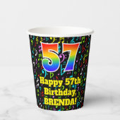 57e Verjaardag: Plezier Muzieknoten Patroon, Regen Papieren Bekers (Achterkant)