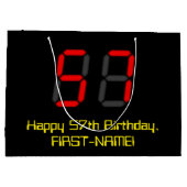 57e verjaardag: Red Digital Clock Style "57" + naa Groot Cadeauzakje (Achterkant)