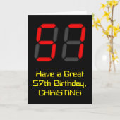 57e verjaardag: Red Digital Clock Style "57" + naa Kaart (Gele Bloem)