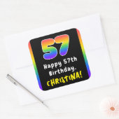 57e verjaardag: Regenboogspectrum # 57, Aangepaste Vierkante Sticker (Envelop)