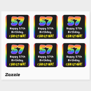 57e verjaardag: Regenboogspectrum # 57, Aangepaste Vierkante Sticker