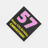 57e verjaardag: Roze strepen en hart "57" + naam Servet (Hoek)