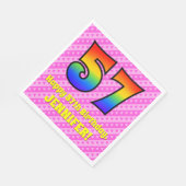 57e verjaardag: roze strips & harten, regenboognr. servet (Hoek)