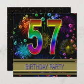 57e verjaardag Uitnodiging met bellen (Voorkant / Achterkant)